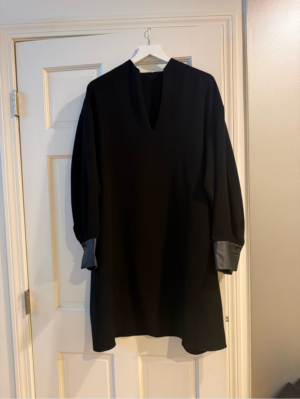 Vince faux leather Black Shift Dress with Sash/belt